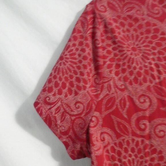 CROFT & BARROW Crewneck | large | Red Floral Short Sleeve Pima Cotton Shirt - Picture 9 of 15